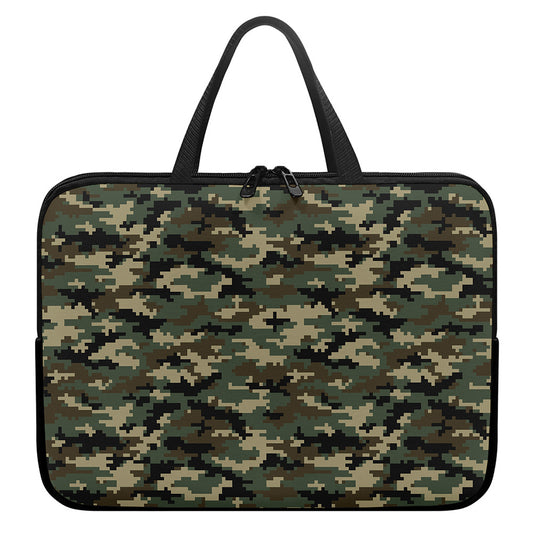Army Green Digital Camo Pattern Print Laptop Sleeve With Handle