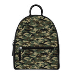 Army Green Digital Camo Pattern Print Leather Backpack