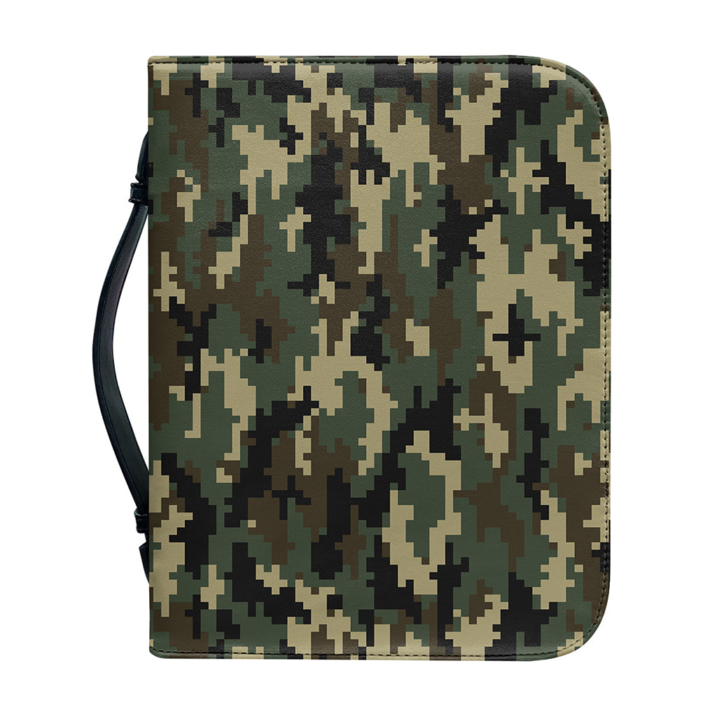 Army Green Digital Camo Pattern Print Leather Bible Cover