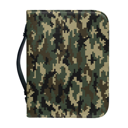 Army Green Digital Camo Pattern Print Leather Bible Cover