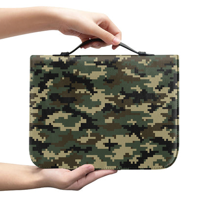 Army Green Digital Camo Pattern Print Leather Bible Cover