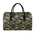 Army Green Digital Camo Pattern Print Leather Duffel Bag