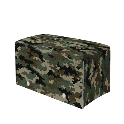 Army Green Digital Camo Pattern Print Leather Tissue Box Cover