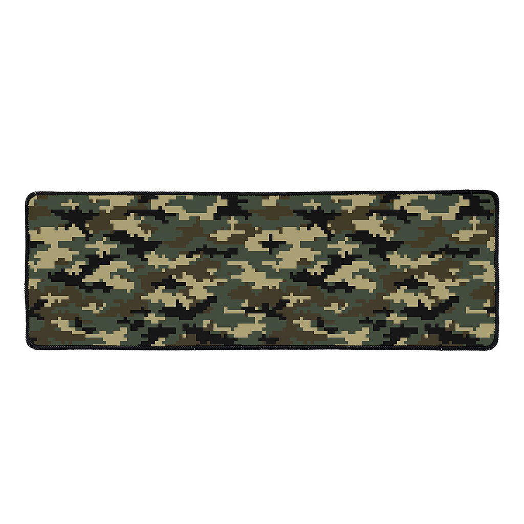 Army Green Digital Camo Pattern Print Long Kitchen Mat