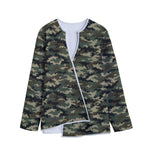 Army Green Digital Camo Pattern Print Long Sleeve Short Coat