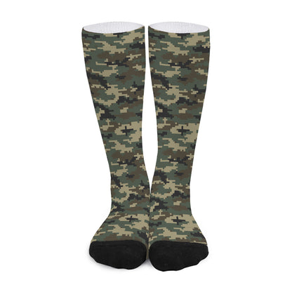 Army Green Digital Camo Pattern Print Long Socks