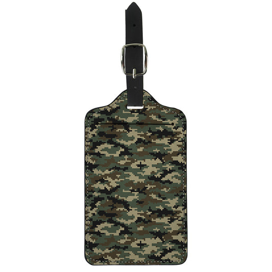 Army Green Digital Camo Pattern Print Luggage Tag