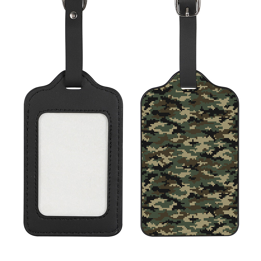 Army Green Digital Camo Pattern Print Luggage Tag