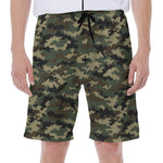 Army Green Digital Camo Pattern Print Men's Beach Shorts