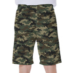 Army Green Digital Camo Pattern Print Men's Beach Shorts