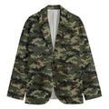 Army Green Digital Camo Pattern Print Men's Blazer