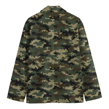 Army Green Digital Camo Pattern Print Men's Blazer