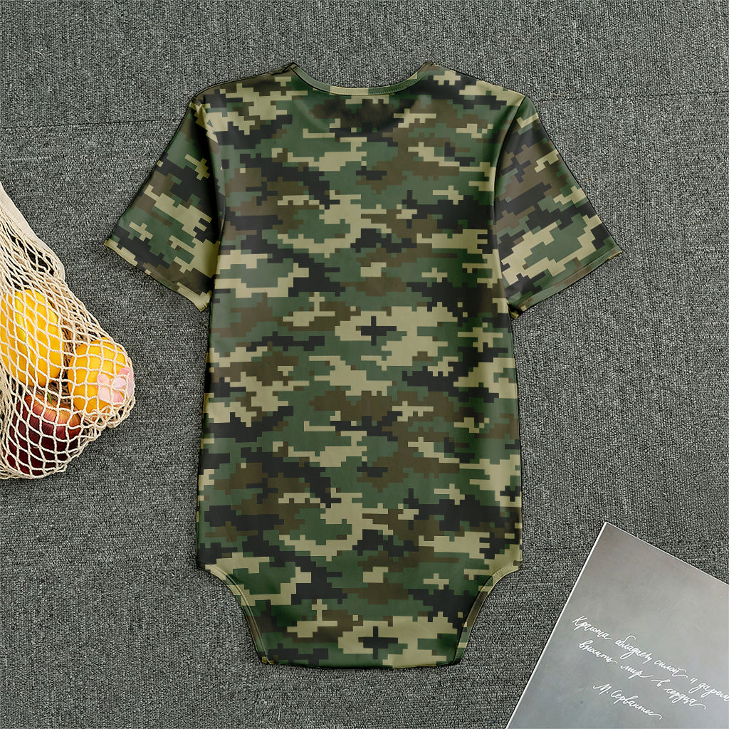 Army Green Digital Camo Pattern Print Men's Bodysuit
