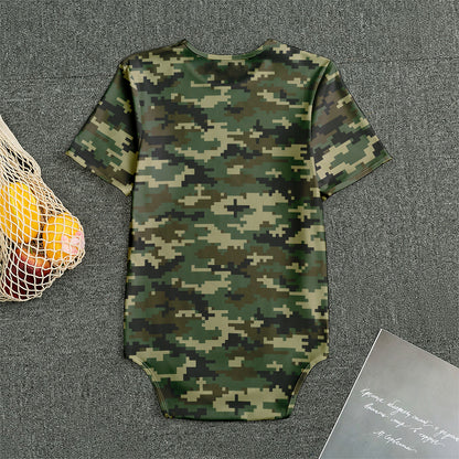 Army Green Digital Camo Pattern Print Men's Bodysuit