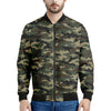 Army Green Digital Camo Pattern Print Men's Bomber Jacket