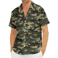 Army Green Digital Camo Pattern Print Men's Deep V-Neck Shirt