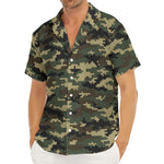 Army Green Digital Camo Pattern Print Men's Deep V-Neck Shirt