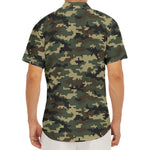 Army Green Digital Camo Pattern Print Men's Deep V-Neck Shirt