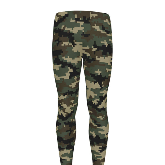 Army Green Digital Camo Pattern Print Men's leggings