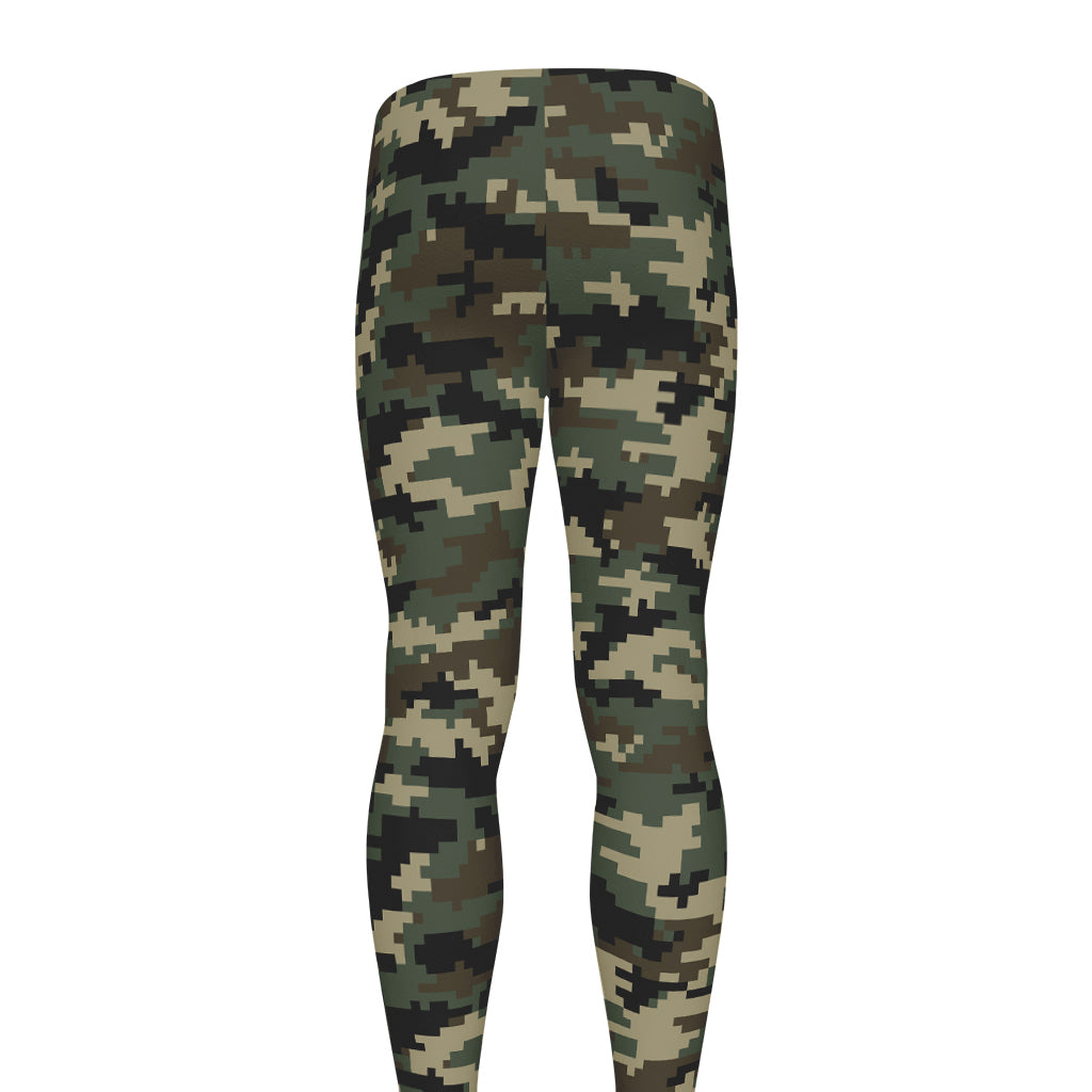 Army Green Digital Camo Pattern Print Men's leggings