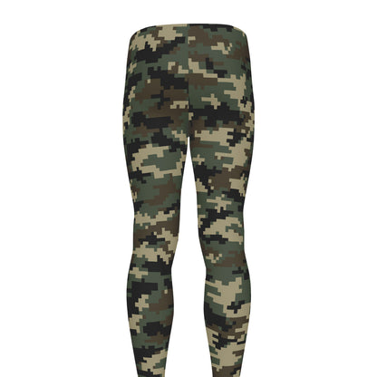 Army Green Digital Camo Pattern Print Men's leggings