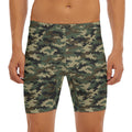 Army Green Digital Camo Pattern Print Men's Long Boxer Briefs