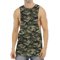 Army Green Digital Camo Pattern Print Men's Muscle Tank Top