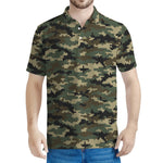 Army Green Digital Camo Pattern Print Men's Polo Shirt