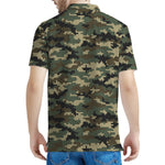 Army Green Digital Camo Pattern Print Men's Polo Shirt