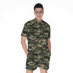 Army Green Digital Camo Pattern Print Men's Rompers