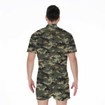 Army Green Digital Camo Pattern Print Men's Rompers