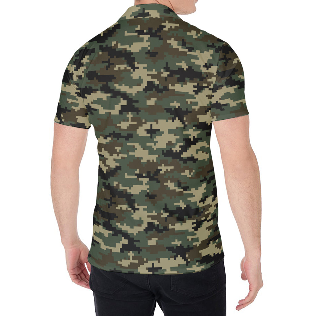Army Green Digital Camo Pattern Print Men's Shirt