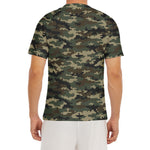 Army Green Digital Camo Pattern Print Men's Short Sleeve Rash Guard