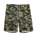 Army Green Digital Camo Pattern Print Men's Athletic Shorts