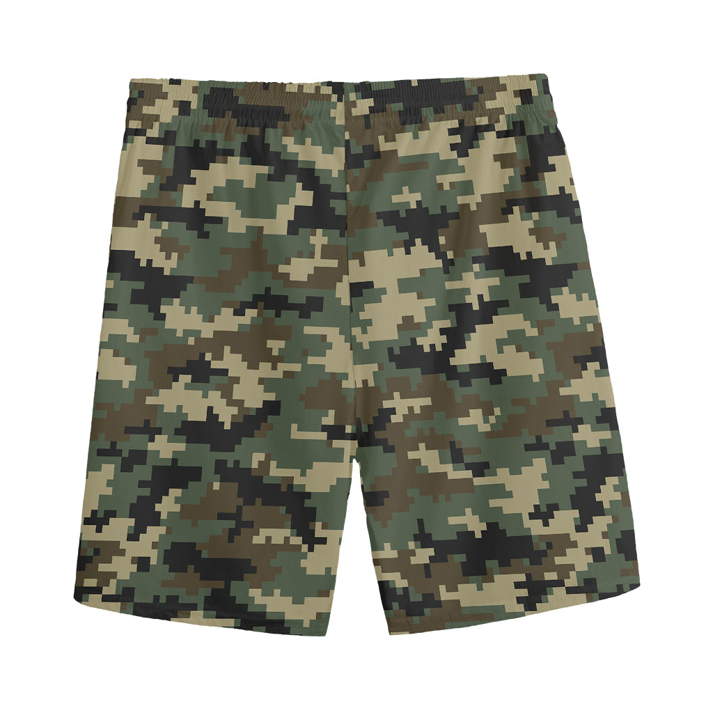 Army Green Digital Camo Pattern Print Men's Sports Shorts