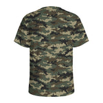 Army Green Digital Camo Pattern Print Men's Sports T-Shirt