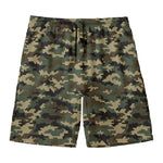 Army Green Digital Camo Pattern Print Men's Swim Trunks