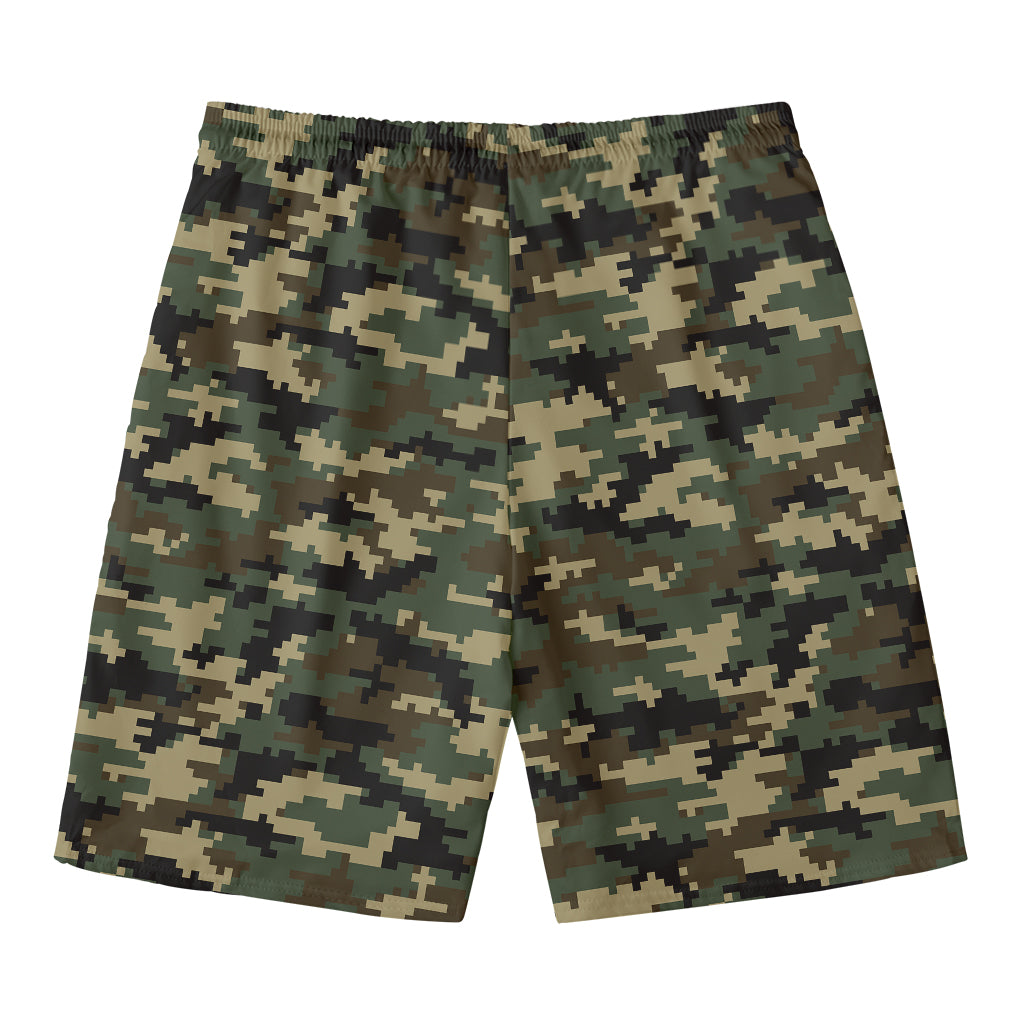 Army Green Digital Camo Pattern Print Men's Swim Trunks