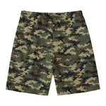 Army Green Digital Camo Pattern Print Men's Swim Trunks