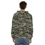 Army Green Digital Camo Pattern Print Men's Velvet Pullover Hoodie