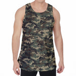 Army Green Digital Camo Pattern Print Men's Velvet Tank Top