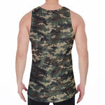 Army Green Digital Camo Pattern Print Men's Velvet Tank Top
