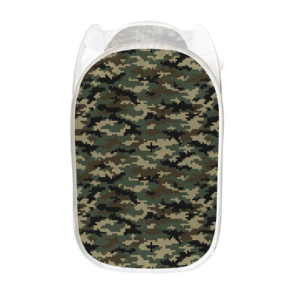 Army Green Digital Camo Pattern Print Mesh Laundry Hamper