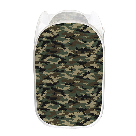 Army Green Digital Camo Pattern Print Mesh Laundry Hamper