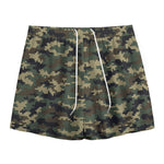 Army Green Digital Camo Pattern Print Mesh Shorts