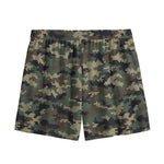 Army Green Digital Camo Pattern Print Mesh Shorts