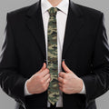 Army Green Digital Camo Pattern Print Necktie