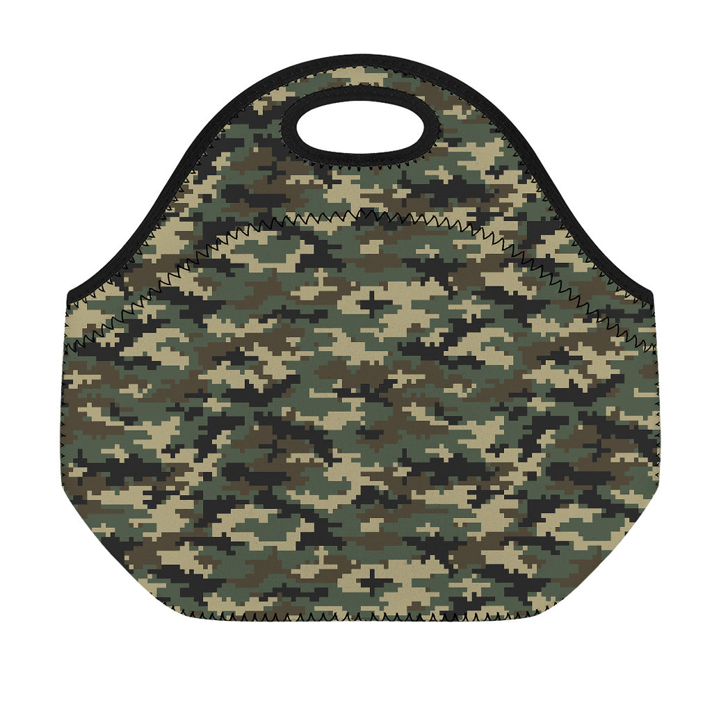 Army Green Digital Camo Pattern Print Neoprene Lunch Bag