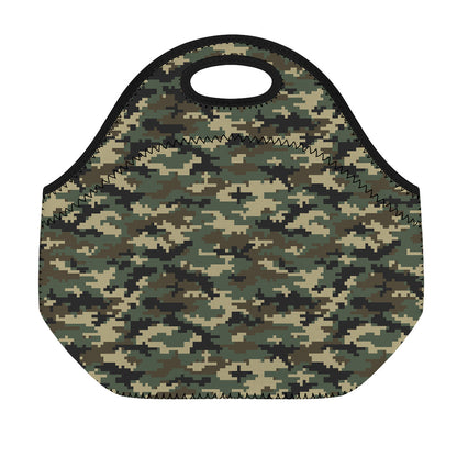 Army Green Digital Camo Pattern Print Neoprene Lunch Bag