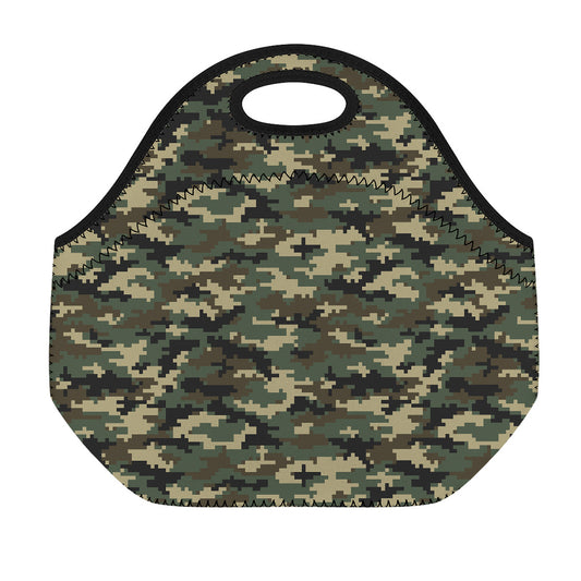 Army Green Digital Camo Pattern Print Neoprene Lunch Bag